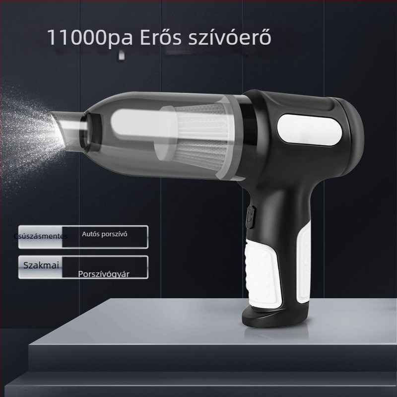 Autóban használható vezeték nélküli kézi porszívó, hordozható, 10000 Pa szívás, 7,4 V, 120 W, újratölthető