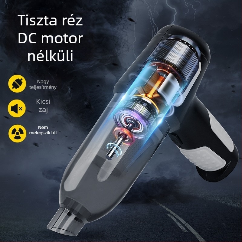 Autóban használható vezeték nélküli kézi porszívó, hordozható, 10000 Pa szívás, 7,4 V, 120 W, újratölthető