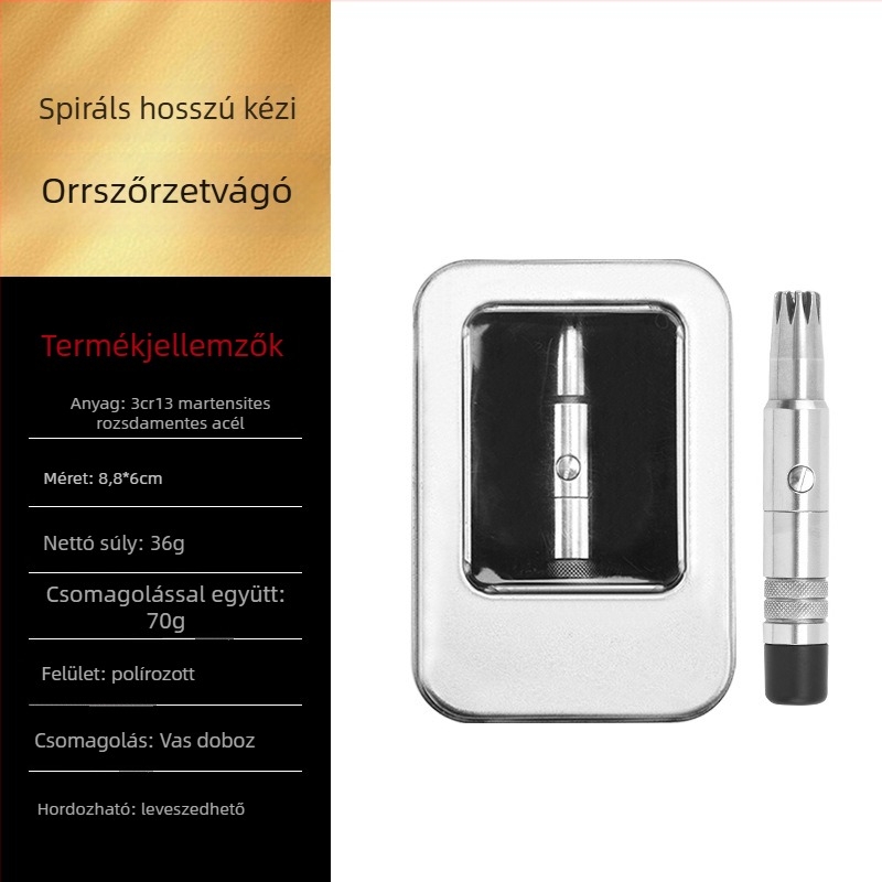 Rozsdamentes acélból készült orrtrimmel, kézi működtetésű, csavaró vágási mechanizmus, mosható