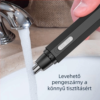 Elektromos orrnyíró, leválasztható és mosható vágófej, ABS test, akkumulátoros működés (beépített akkumulátor nélkül)