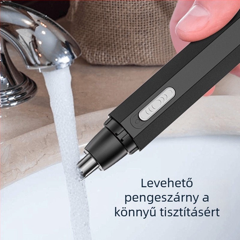 Elektromos orrnyíró, leválasztható és mosható vágófej, ABS test, akkumulátoros működés (beépített akkumulátor nélkül)