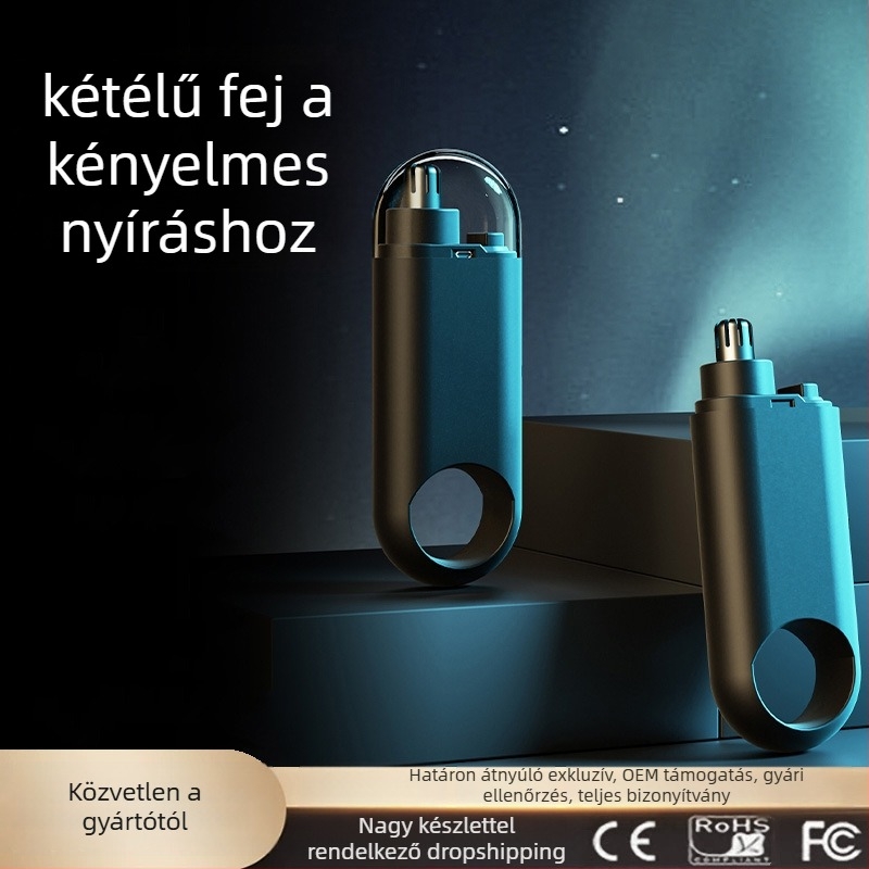Whale elektromos orrtisztító trimmelő – ABS ház, kivehető és mosható vágófej, beépített 300–500 mAh akkumulátor, több mint 7 nap üzemidő