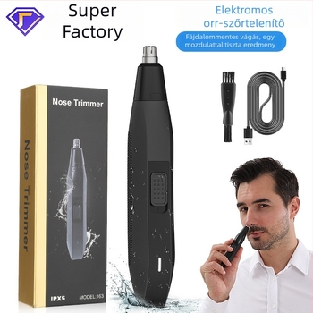 RESUXI Vezeték nélküli elektromos orrszőr-vágó – újratölthető, beépített 300–500 mAh akkumulátor, ABS ház, teljesen mosható, 15+ napos üzemidő