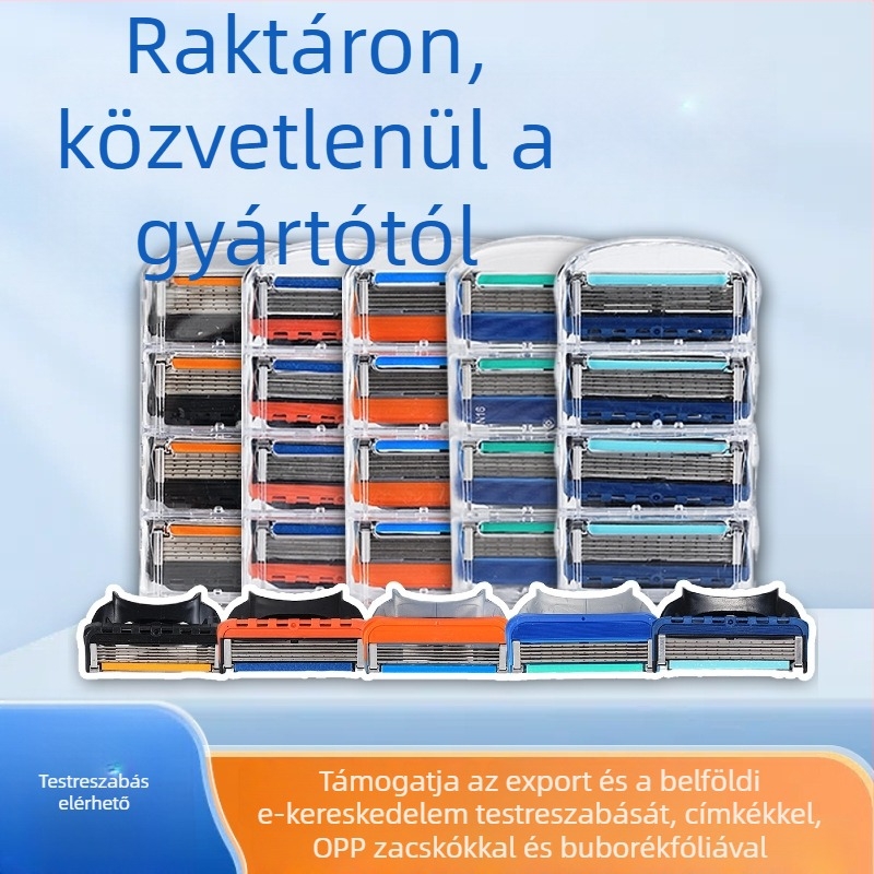 Kézi férfi borotva arcra és nyakra, egyfunkciós borotválkozás, dobozban 500 darab, hálózati tápegység