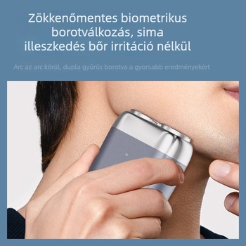 Mini elektromos borotva, teljes testben mosható, 2 forgó fej, nedves és száraz használat, 60 perc üzemidő, 1 órás töltés