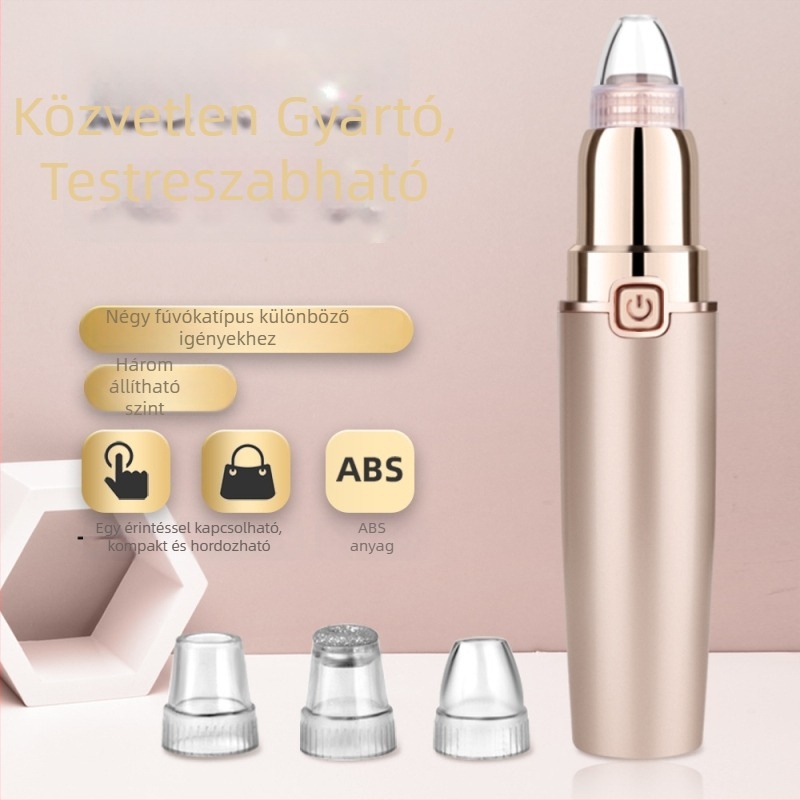 Feketefejű szívó készülék, 3 fokozatban állítható pórustisztító, mikrokrisztályos akneeltávolító szépségkészülék, hordozható arctisztító