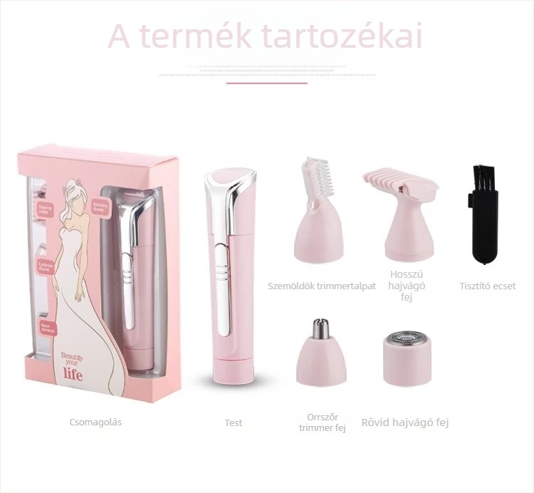 XD3004 Elektromos női borotva és testszőrtelenítő készülék, nedves és száraz használathoz, rozsdamentes acél vágófej, ABS ház, kefés motor