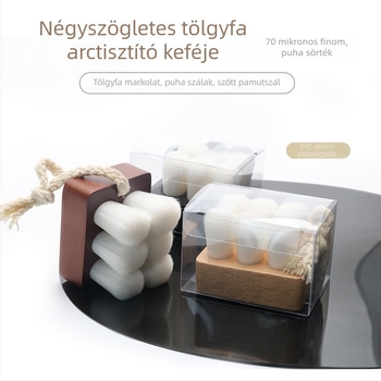 Shunreng arcápolási tisztító kefe, műszálas sörtékkel, fa nyéllel, rövid nyélű, modell sr-0131, egyedi csomagolás