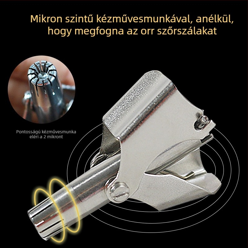 Orrszőrnyíró - rozsdamentes acél, kézi, hordozható, borotva funkció, száraz elemről működik