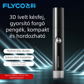 Flyco elektromos orrszőr-trimmer, ABS, beépített akkumulátor, cserélhető és mosható vágófej, Unisex