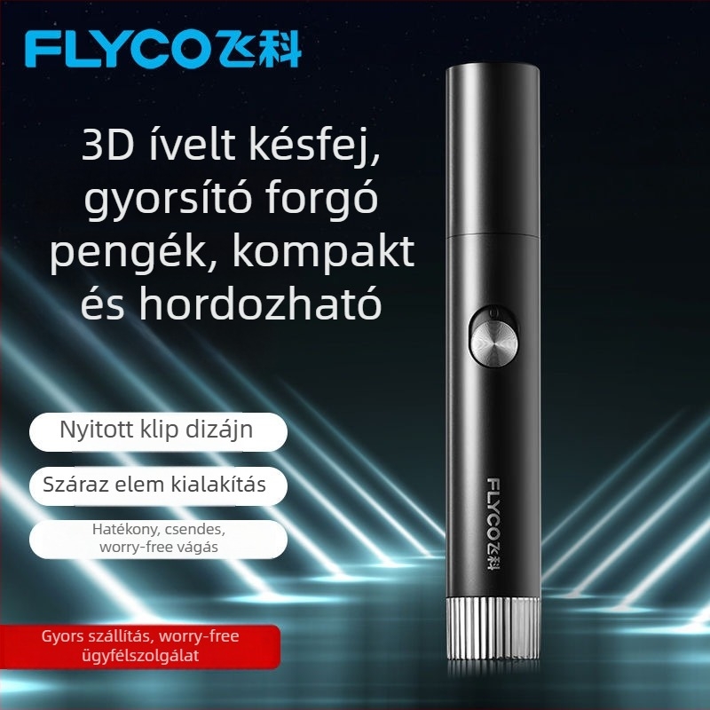 Flyco elektromos orrszőr-trimmer, ABS, beépített akkumulátor, cserélhető és mosható vágófej, Unisex