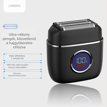 Langfu elektromos borotva 5 pengés recíprokus fejjel, LED kijelző, USB töltés, nedves vagy száraz használat, beépített 1200–2000 mAh akkumulátor
