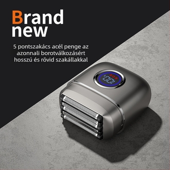 Langfu elektromos borotva 5 pengés recíprokus fejjel, LED kijelző, USB töltés, nedves vagy száraz használat, beépített 1200–2000 mAh akkumulátor