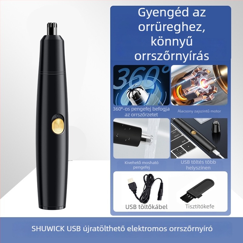 Új uniszex elektromos orrszőr-nyíró, USB töltővel – férfiak és nők számára, orrszőr eltávolítás
