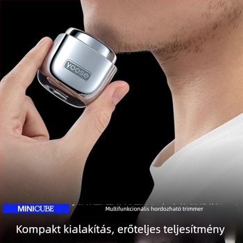 Hordozható USB-s töltéses elektromos borotva, forgó fej, 2 pengével, brushless motor, moszható pengék