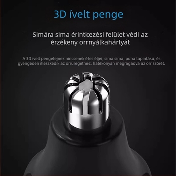 Elektromos orrszőr-nyíró férfiaknak, USB töltésre, beépített 100–300 mAh akkumulátor, üzemideje több mint 7 nap, nem mosható, fül- és orrszőr eltávolító eszköz