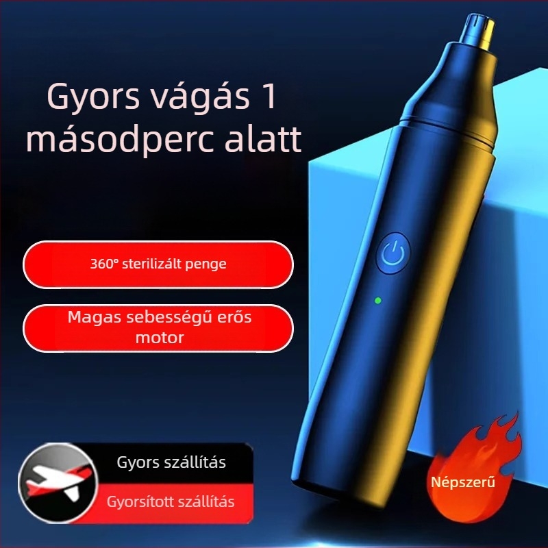 Elektromos orrszőr-nyíró férfiaknak, USB töltésre, beépített 100–300 mAh akkumulátor, üzemideje több mint 7 nap, nem mosható, fül- és orrszőr eltávolító eszköz