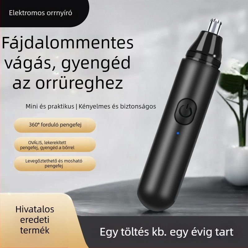 Hordozható orrnyíró, ABS testtel, kivehető vágófej, uniszex, nincs beépített akkumulátor