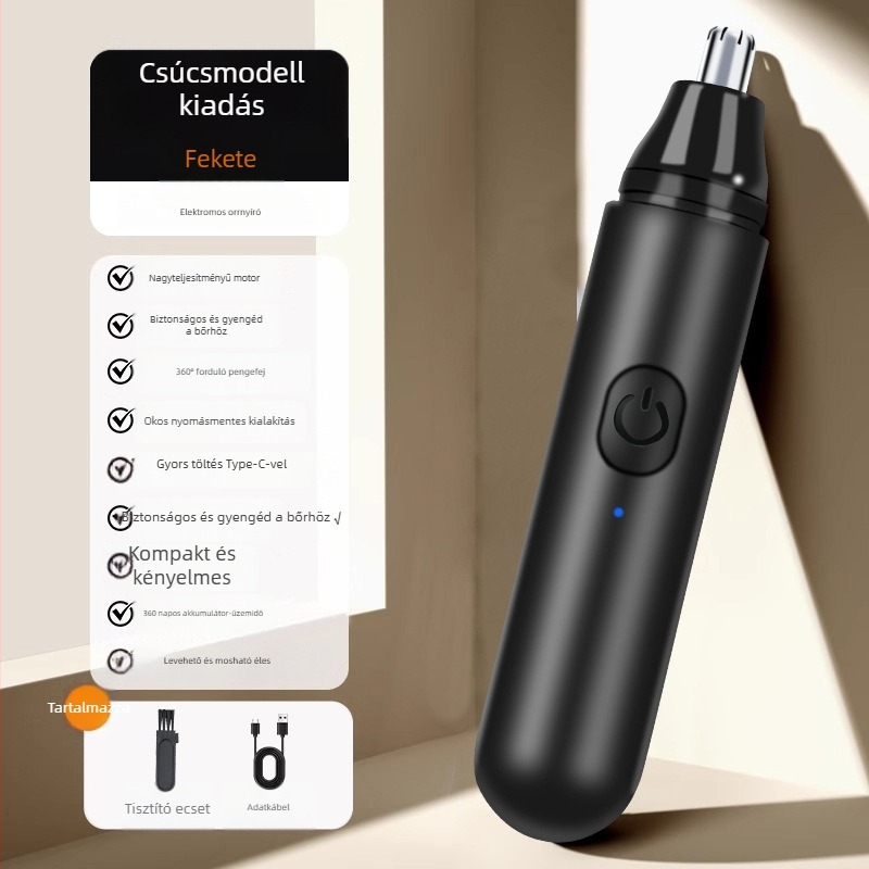 Hordozható orrnyíró, ABS testtel, kivehető vágófej, uniszex, nincs beépített akkumulátor