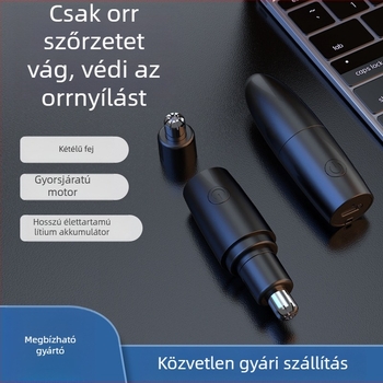 Elektromos orrszőrnyíró beépített lítiumakkumulátorral, ABS ház, levehető, mosható pengefej, üzemidő több mint 30 nap