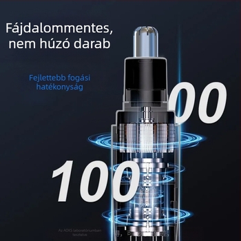 Elektromos orrszőrnyíró beépített lítiumakkumulátorral, ABS ház, levehető, mosható pengefej, üzemidő több mint 30 nap