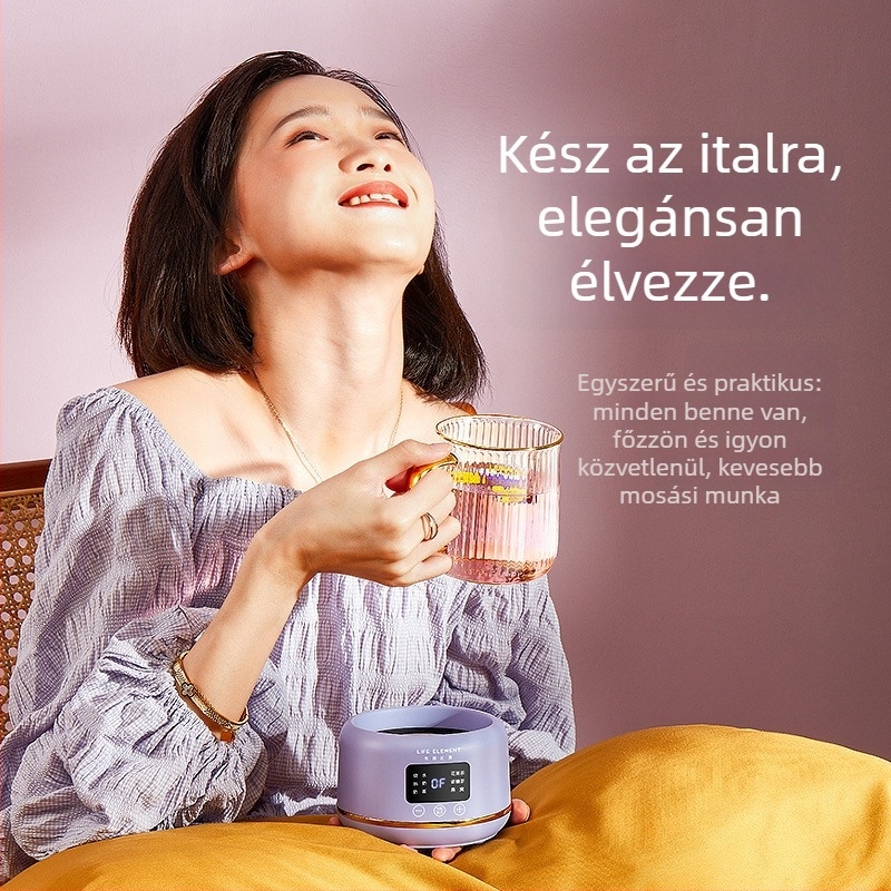 Egészség-kanna digitális termosztáttal, 0,4 L, 220V, 400–500W, boroszilikát üveg test, mikroprocesszoros vezérlés, modell I156