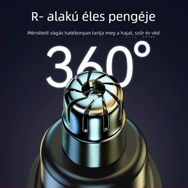 Elektromos orrszőrnyíró, újratölthető, kivehető, mosható pengefej, vízálló, beépített akkumulátor 100–300 mAh, üzemidő 50+ nap