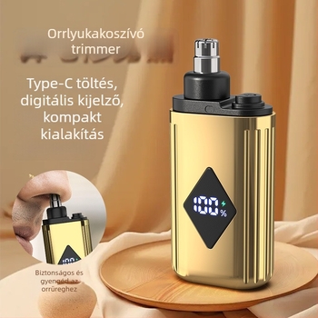 Orrszőrzet-trimmel digitális kijelzővel, USB Type-C töltéssel, mini hordozható, uniszex, beépített 100–300 mAh akkumulátor