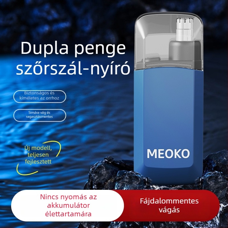 Elektromos orrszőrzet trimmer, USB töltés, beépített akkumulátor 100–300 mAh, kompakt kialakítás, cserélhető tisztító fej, üzemidő több mint 15 nap