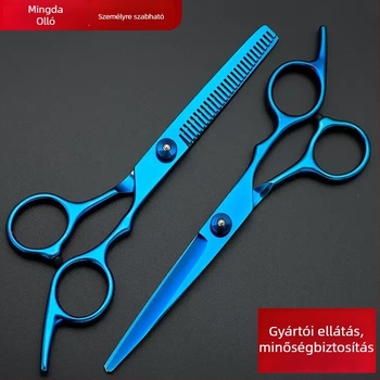 Rozsdamentes acél hajvágó olló vékony fogúval, otthoni használatra, fodrászathoz és ápoláshoz