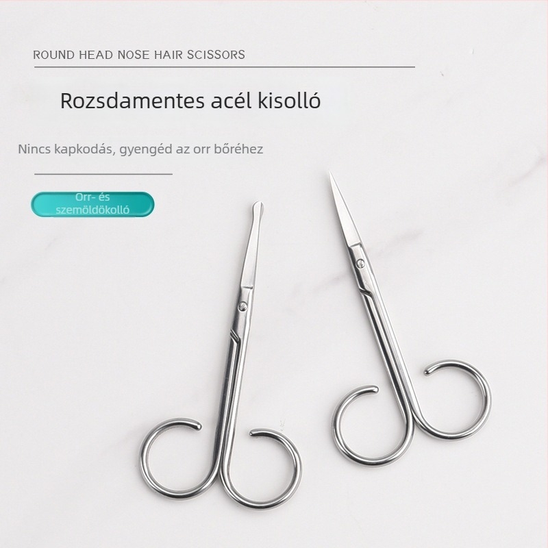 Rozsdamentes acél szemöldök- és orrszőr olló hegyes végű – sminkes kozmetikai eszköz, Xingguan márka, Yangjiang eredet