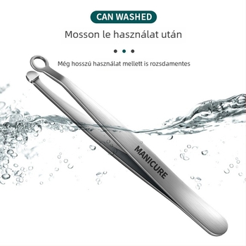 Kézi orrszőr-nyíró rozsdamentes acélból, gömbölyített fej, férfiak és nők számára