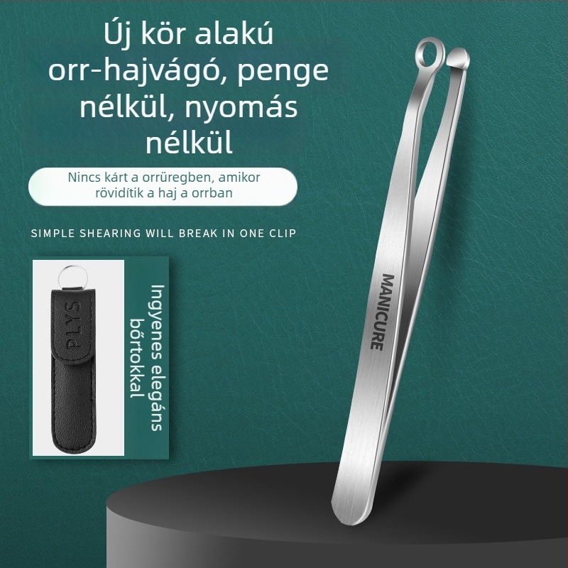 Kézi orrszőr-nyíró rozsdamentes acélból, gömbölyített fej, férfiak és nők számára