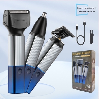 SH-530 3-in-1 hajvágó és borotva, USB-s, elektromos üzemmód, kefés motor, cserélhető fejek: hajvágáshoz, borotválkozáshoz és orr-szőr vágásához, kivehető és mosható vágófej