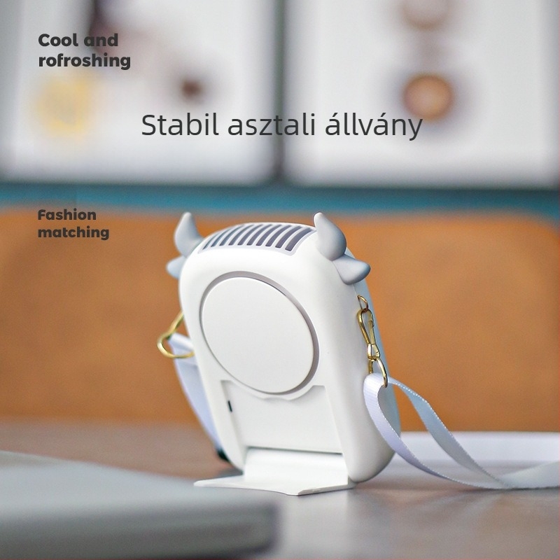 Nyak- és kézi ventilátor, penge nélküli, USB töltés, 3 sebesség, beépített akkumulátor
