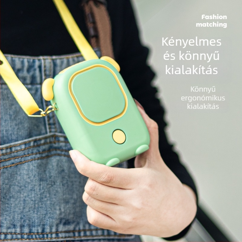 Nyak- és kézi ventilátor, penge nélküli, USB töltés, 3 sebesség, beépített akkumulátor