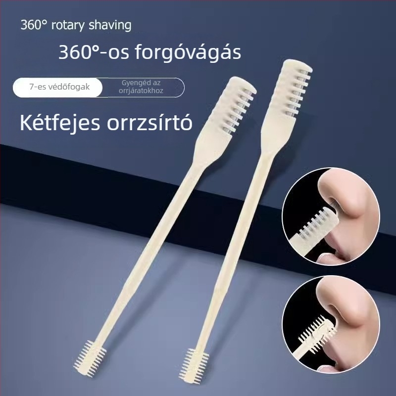 Kézi, kétfejű orr-szőrnyíró, rozsdamentes acél, teljesen mosható, férfiak és nők számára