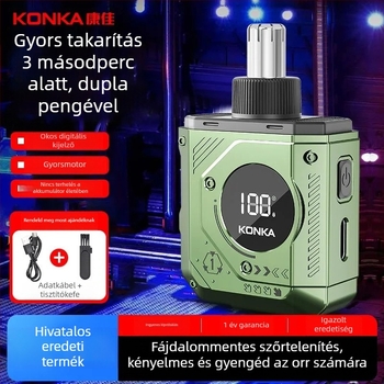 Orrszőrzet-trimmelő - új modell, újratölthető, beépített 100-300 mAh akkumulátor, levehető és mosható vágófej, akkumulátor élettartama több mint 30 nap, uniszex kialakítás