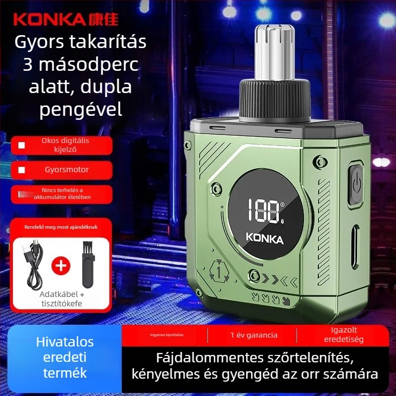 Orrszőrzet-trimmelő - új modell, újratölthető, beépített 100-300 mAh akkumulátor, levehető és mosható vágófej, akkumulátor élettartama több mint 30 nap, uniszex kialakítás