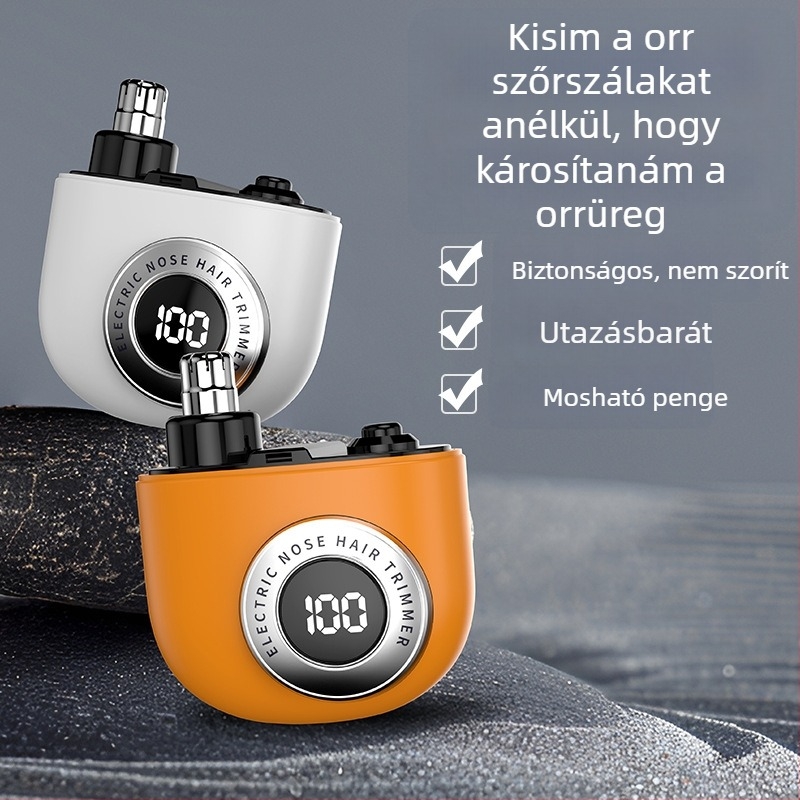 Elektromos orr-szőr trimmelő, leválasztható és mosható vágófej, beépített akkumulátor, újratölthető, ABS tokozás, üzemideje több mint 15 nap