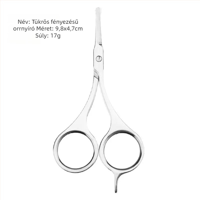 Rozsdamentes acélból készült szemöldök- és orrszőr vágó, kerek fejű, többfunkciós szakállápoló és kozmetikai olló