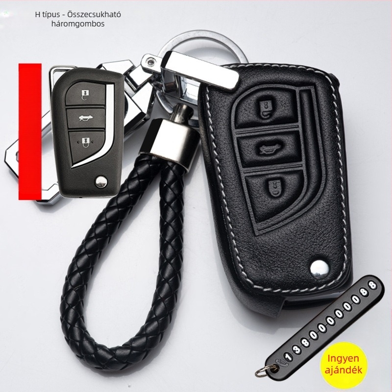 Toyota kulcstartó tok – Yizhi Valley marhabőr, kompatibilis Corolla, Camry, RAV4, Levin, Yize Zhixuan