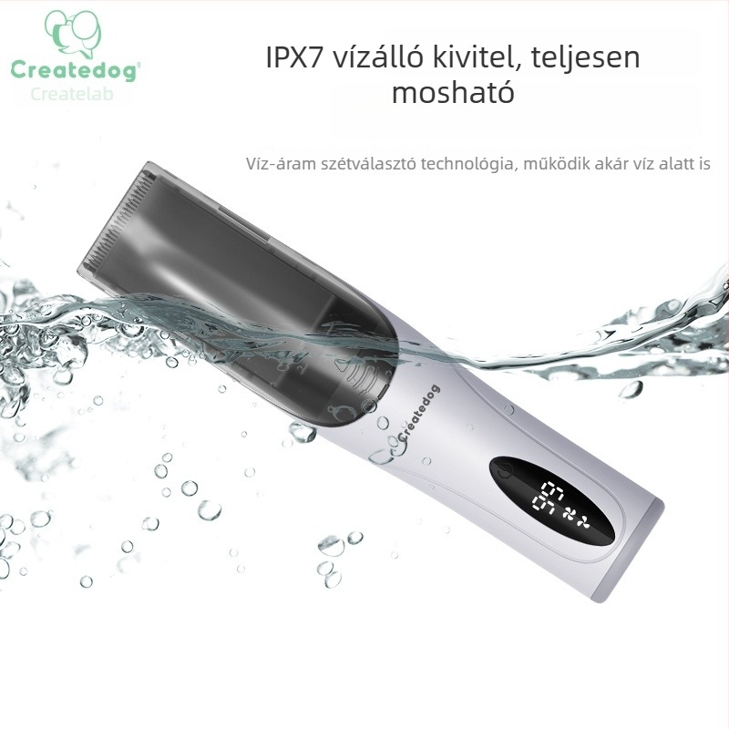 Babahajvágó kerámia pengével, kefemotoros, beépített 500–800 mAh akkumulátor, mosható test, vízálló, akár 1 óra üzemidő