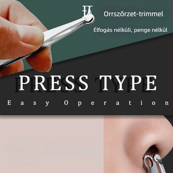 Kézi orr-szőrzet-trimmer, kör fejű, rozsdamentes acél 301 (hőkezelés), mosható
