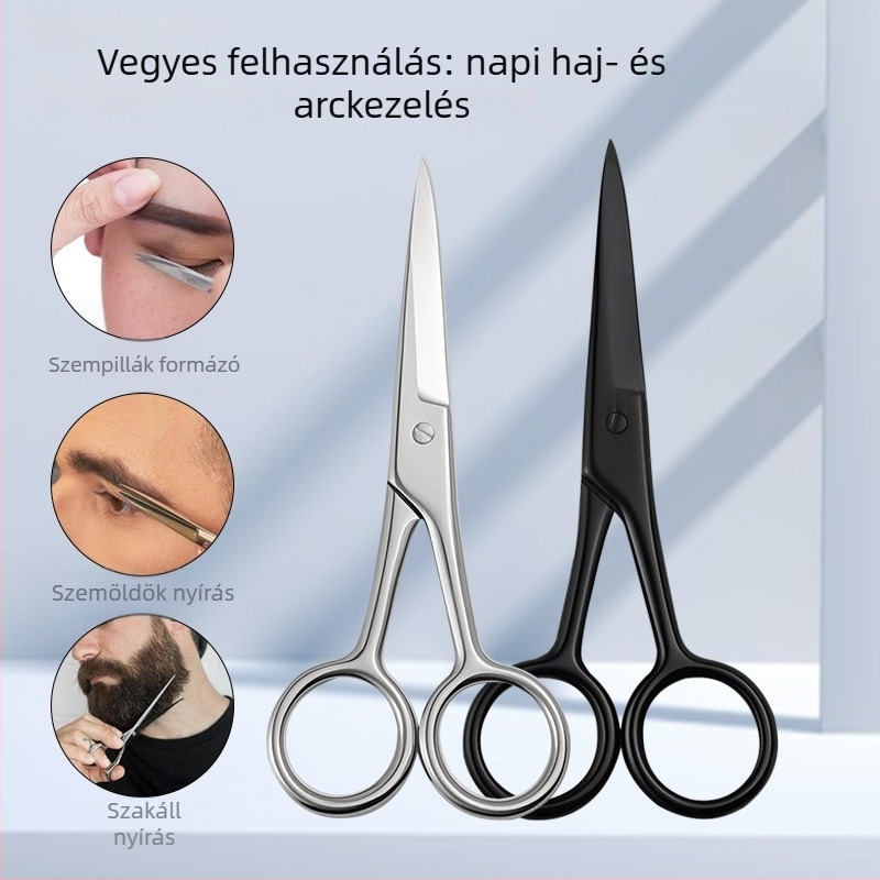 Rozsdamentes acélból készült grooming olló készlet szemöldök, szempilla, arc szőrzet, szakáll és orrszőrzet számára - Record Work
