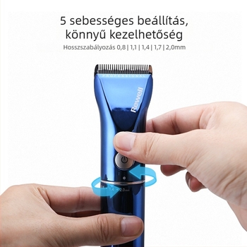 Riwei RFCD-F17 professzionális hajvágó digitális kijelzővel, kerámiakéssel, cserélhető és mosható vágófejjel, vízálló, kettős üzemmódú tápellátás (töltés vagy vezetékes), 12W