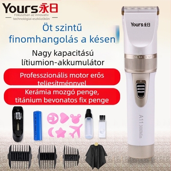 Brushless motoros elektromos hajvágó készlet kerámia vágófejjel, töltési üzemmód, eltávolítható mosható fej, alkalmas felnőtteknek, gyerekeknek és háziállatoknak (Modellek: A10–A13)