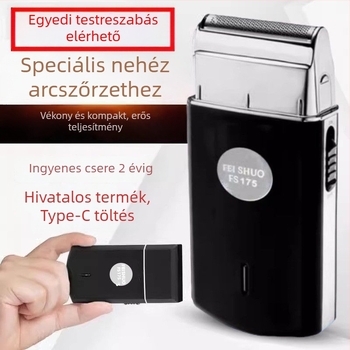 Feishuo FS175 607 Elektromos borotva, újratölthető, egyetlen mozgó fej, lebegő vágófej, szénkefe nélküli motor, levehető és mosható fej, 45 perc üzemidő