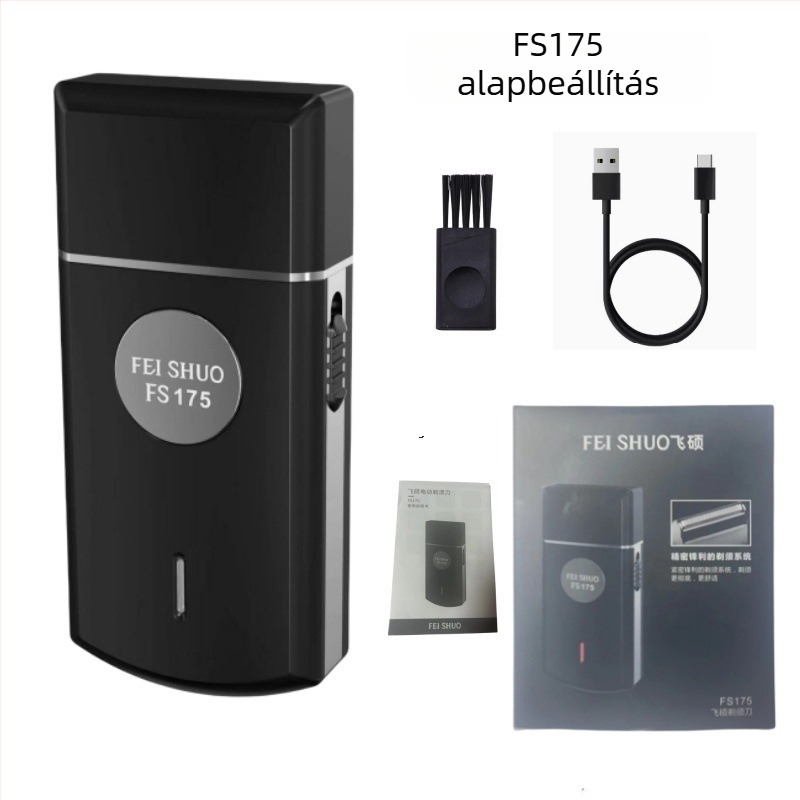 Feishuo FS175 607 Elektromos borotva, újratölthető, egyetlen mozgó fej, lebegő vágófej, szénkefe nélküli motor, levehető és mosható fej, 45 perc üzemidő