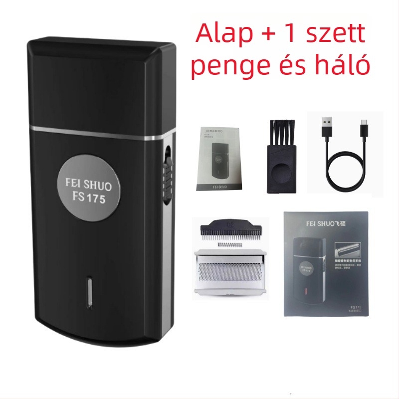 Feishuo FS175 607 Elektromos borotva, újratölthető, egyetlen mozgó fej, lebegő vágófej, szénkefe nélküli motor, levehető és mosható fej, 45 perc üzemidő